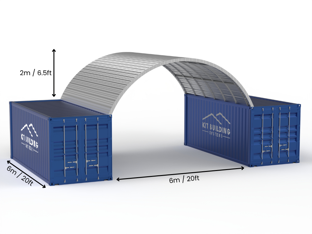 Stalen Container Overkappingen - 20ft x 20ft x 6,5ft (6m x 6m x 2m)