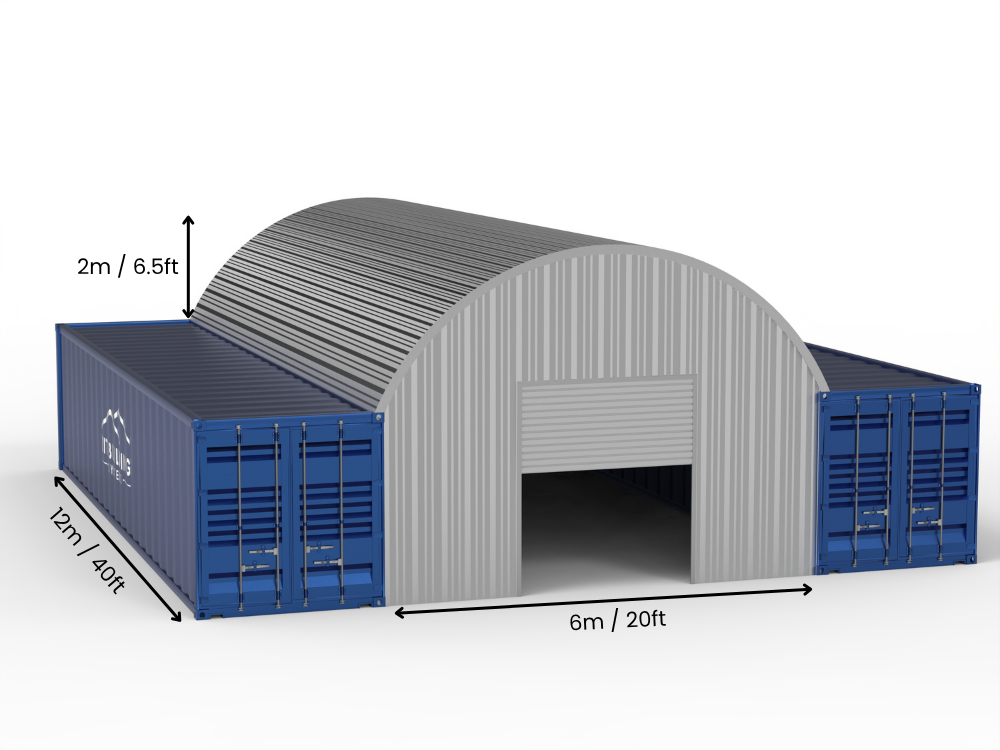 Auvents en conteneur en acier - 20ft x 40ft x 6,5ft (6m x 12m x 2m)