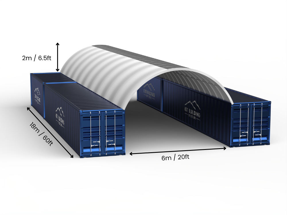 6m Overspanning | Containerluifels 20ft Breedte, 6,5ft Hoogte (6m x 2m)