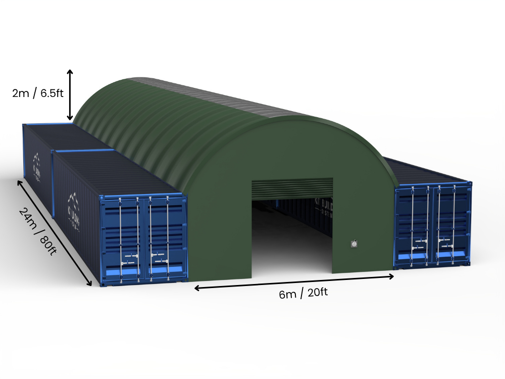6m Overspanning | Containerluifels 20ft Breedte, 6,5ft Hoogte (6m x 2m)