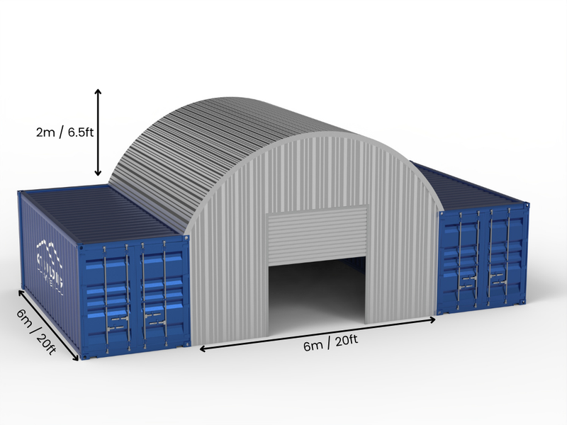 Auvents en conteneur en acier - 20ft x 20ft x 6,5ft (6m x 6m x 2m)