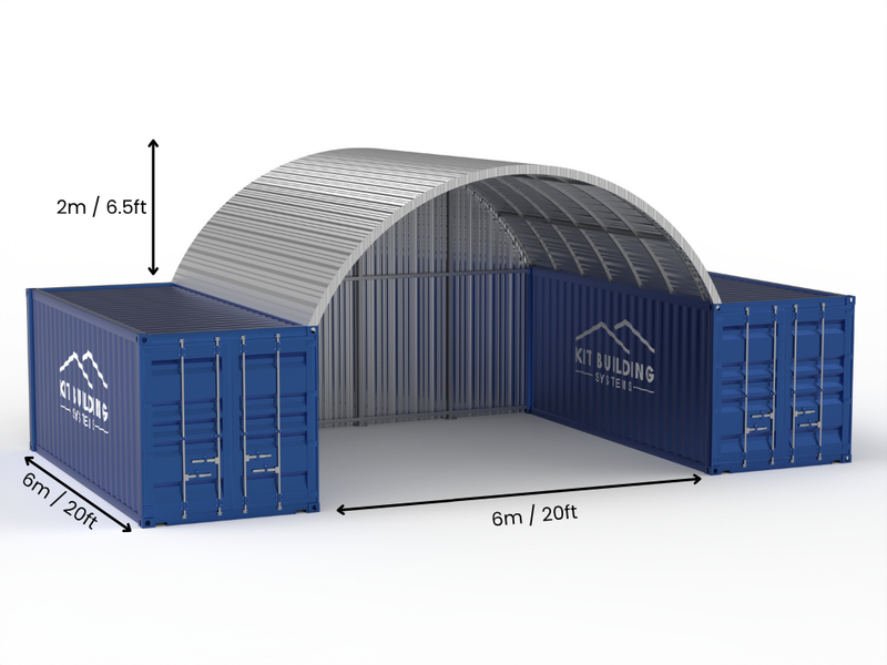 Stalen Container Overkappingen - 20ft x 40ft x 6,5ft (6m x 12m x 2m)