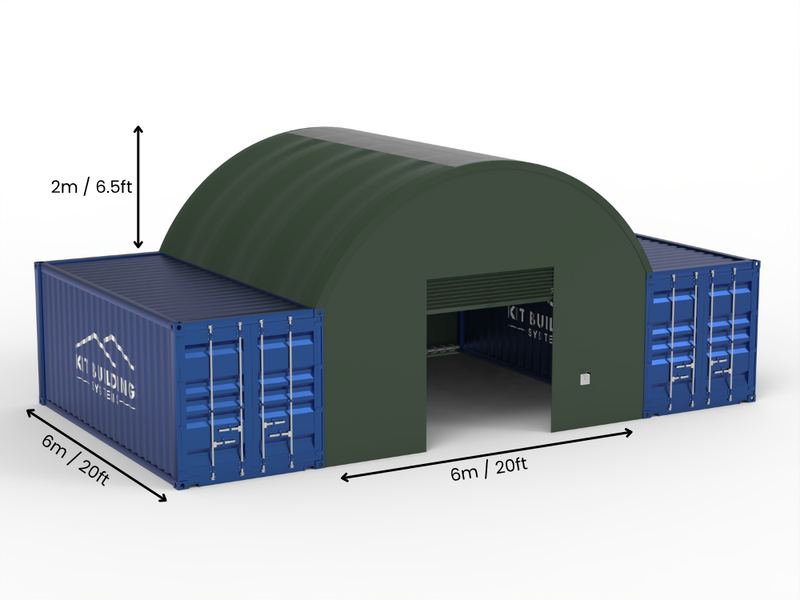 Portée de 6m (20ft) | Auvents pour conteneurs 20ft de largeur, 6,5ft de hauteur (6m x 2m)