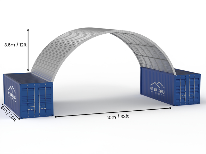 Stalen Container Overkappingen - 33ft x 20ft x 12ft (10m x 6m x 3,6m)