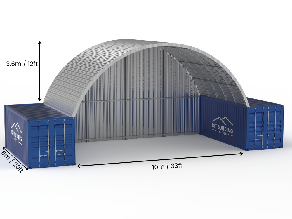 Stalen Container Overkappingen - 33ft x 20ft x 12ft (10m x 6m x 3,6m)