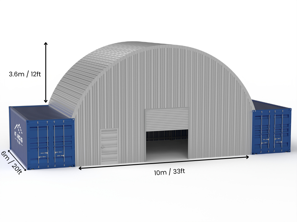 Auvents en conteneur en acier - 33ft x 20ft x 12ft (10m x 6m x 3,6m)
