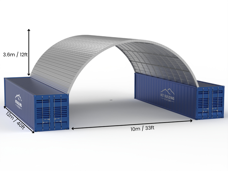 Stalen Container Overkappingen - 33ft x 40ft x 12ft (10m x 12m x 3,6m)