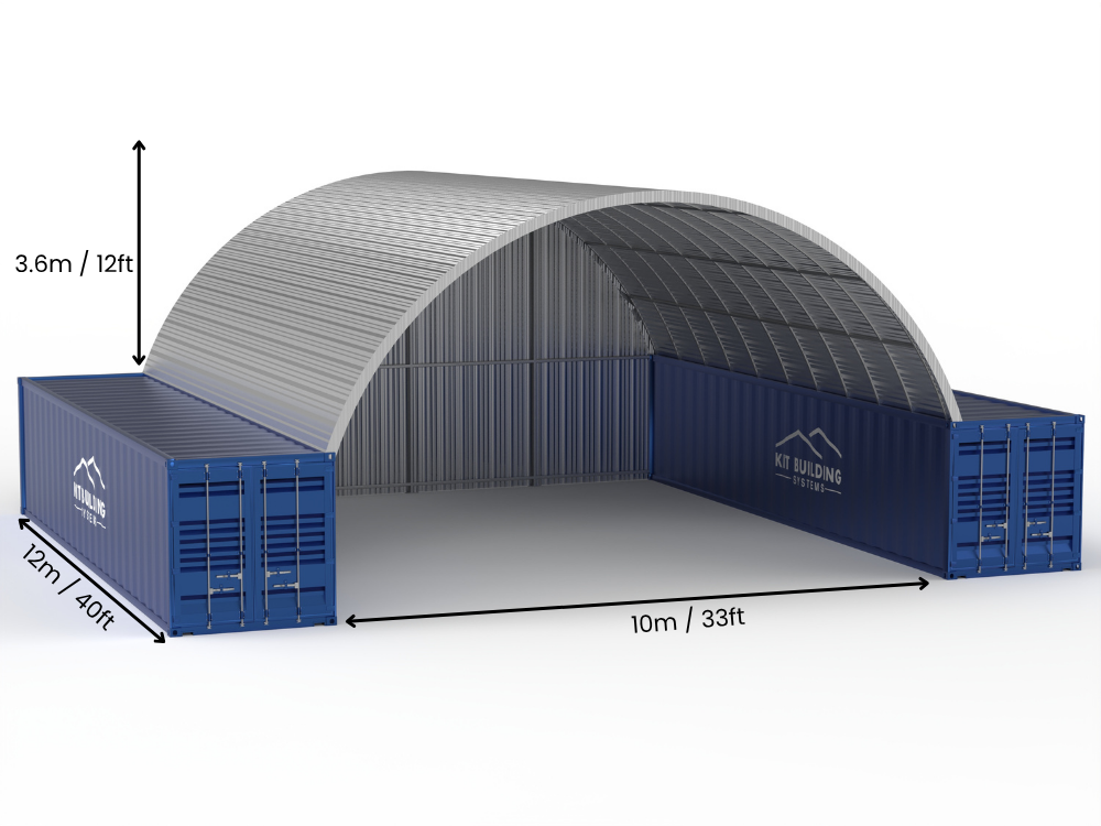 Stalen Container Overkappingen - 33ft x 20ft x 12ft (10m x 6m x 3,6m)