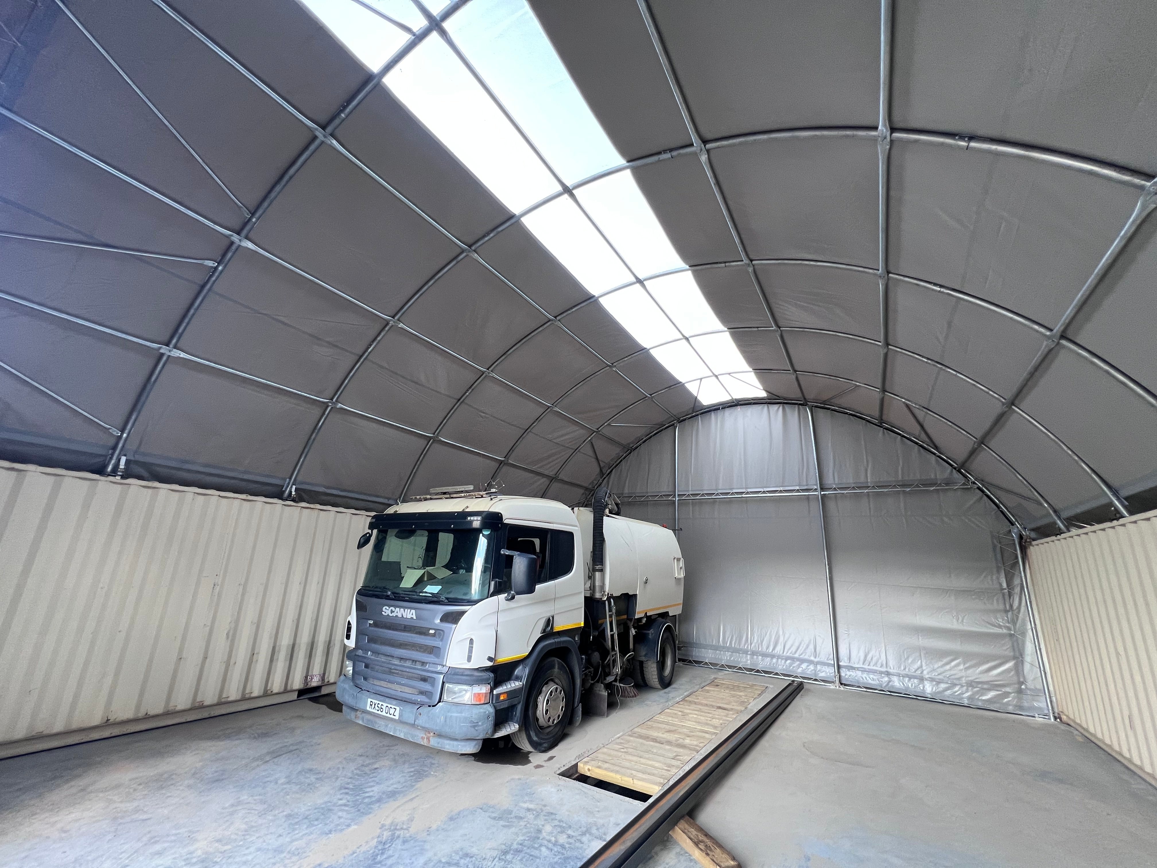 Portée de 10m (33ft) | Auvents pour conteneurs - 33ft x 12ft (10m x 3,6m)