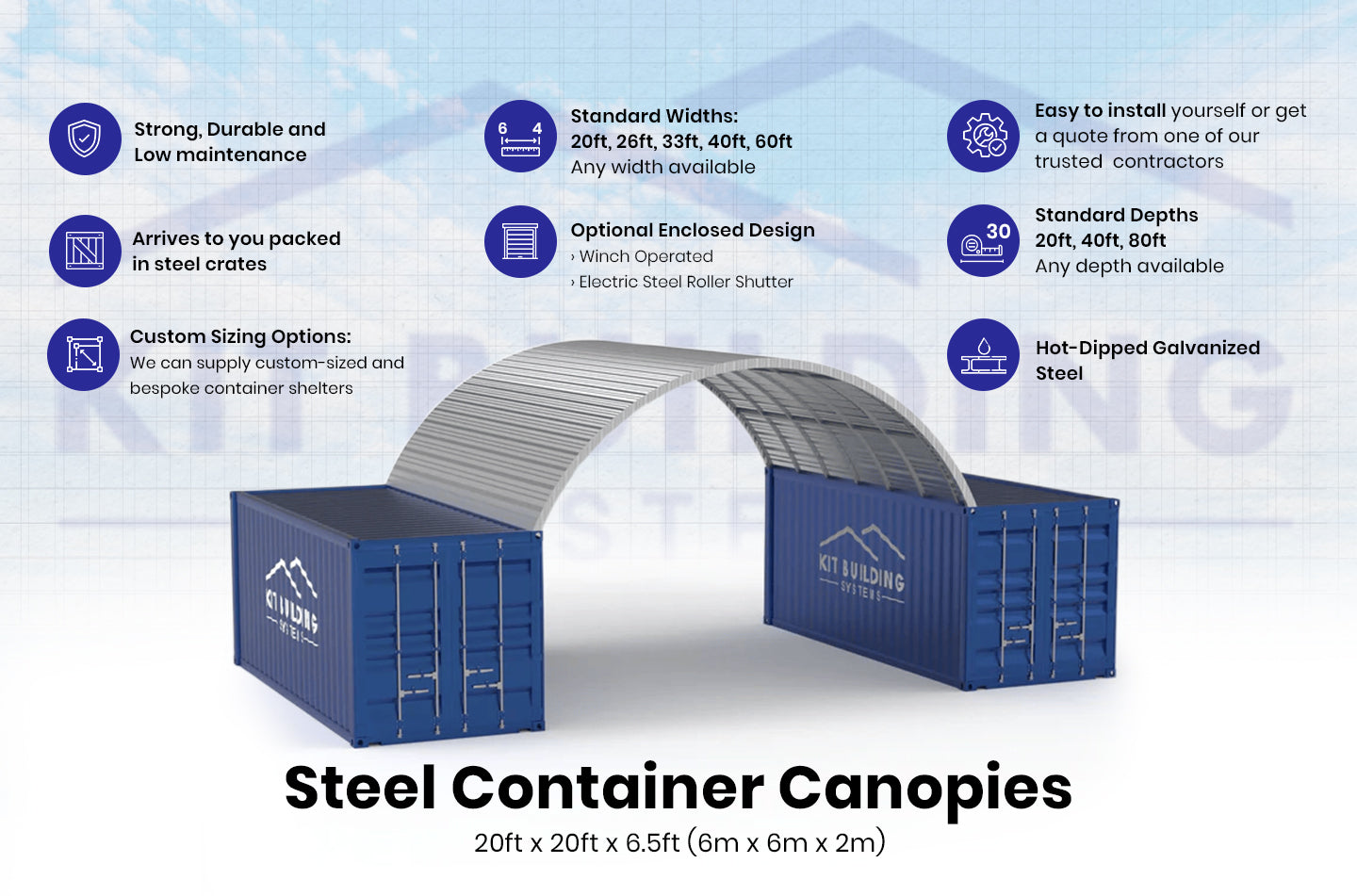 Containerluifels - 20ft x 20ft x 6,5ft (6m x 6m x 2m)