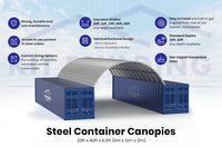 Containerüberdachungen – 20 Fuß x 20 Fuß x 6,5 Fuß (6 m x 6 m x 2 m)