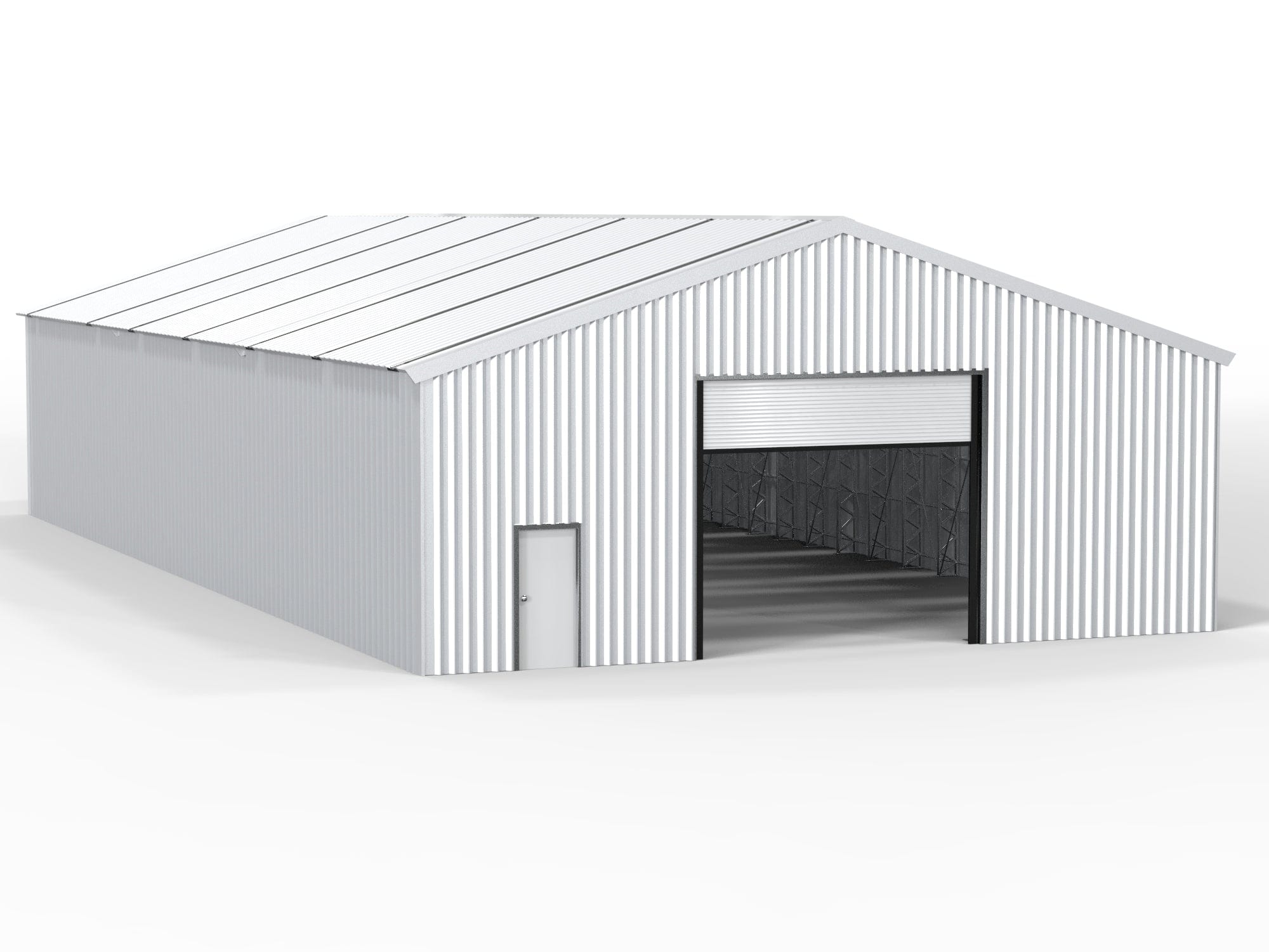 Kit Buildings 100ft x 50ft x 24ft (30x15x7.3m) / None (.6mm Box Section Steel Cladding) Steel Buildings