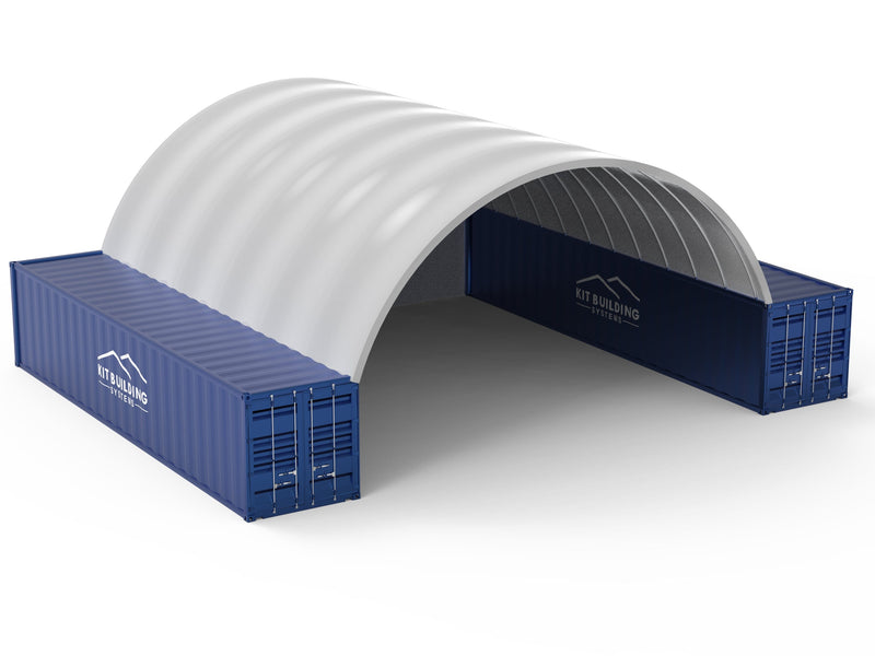 Kit Buildings Container Shelter Light Grey / Back Panel Container Shelter - 33ft x 40ft x 12ft (10m x 12m x 3.6m)