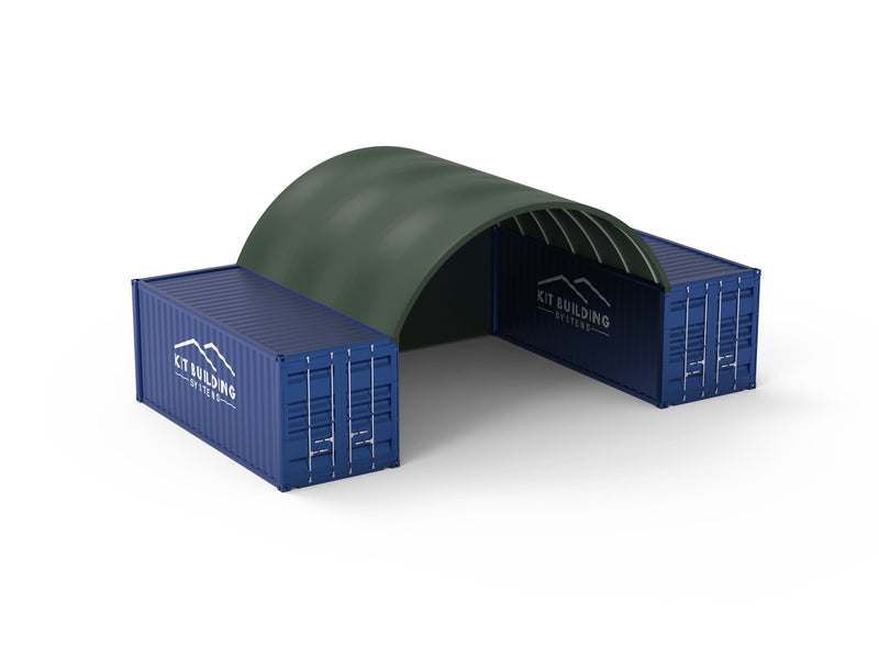 Kit Buildings Green / Back Panel Container Green Shelter - 20ft x 20ft x 6.5ft (6m x 6m x 2m)