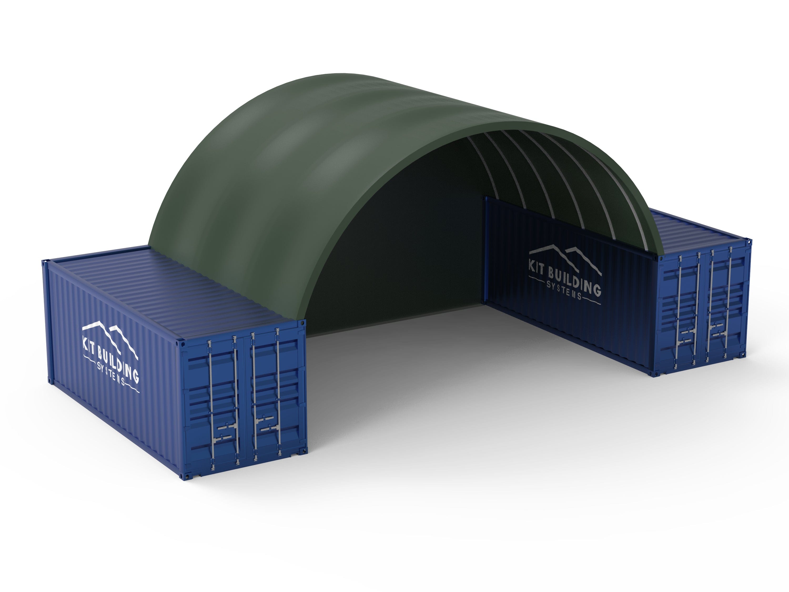 Kit Buildings Military Green / Back Panel Container Green Shelter - 26ft x 20ft x 10ft (8m x 6m x 3m)